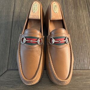 Gucci Men's Brown Horsebit Leather Loafers 43 E